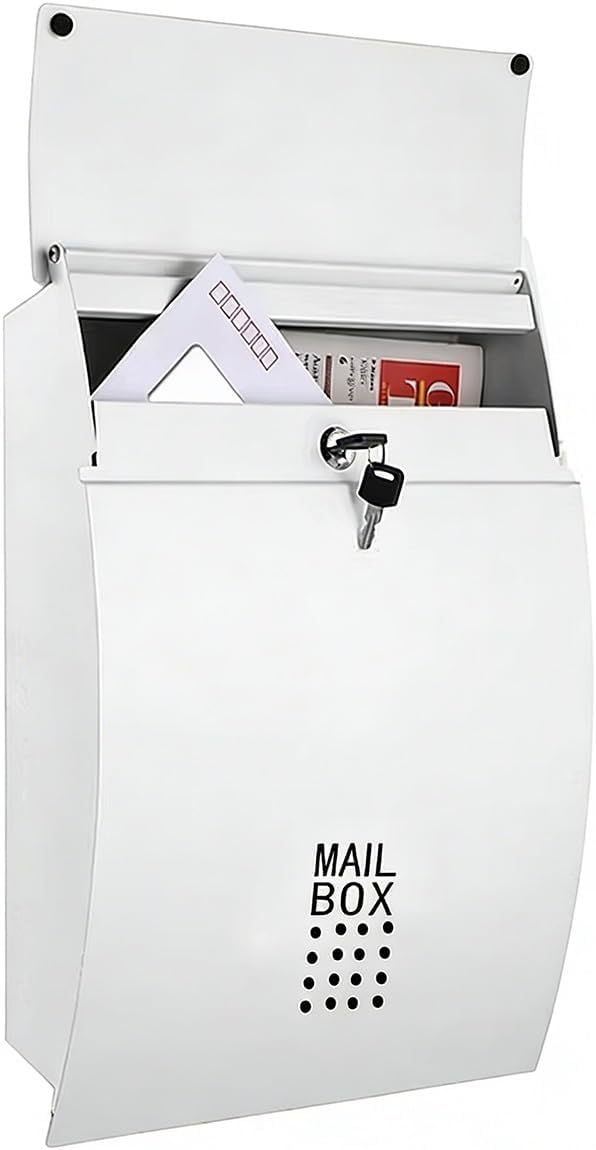 Wall Mount Mailbox, Architectural Mailboxes, Weatherproof and Scratch Resistant, Door Drop Box for Mailbox Postbox Letters Newspapers(White)