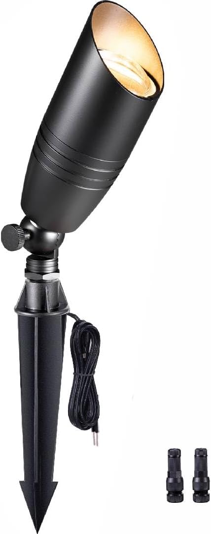 Gardenreet Black Landscape Spotlights 12V Low Voltage - Brass Outdoor Uplights With 5W Warm White LED Bulbs