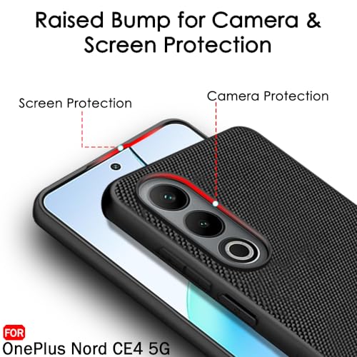 Image of TheGiftKart Back Cover Case for OnePlus Nord CE 4 5G | Slim & Lightweight | Ultra-Premium Design | Camera Protection Bump | Fabric Texture Case Cover (PC & TPU, Black)
