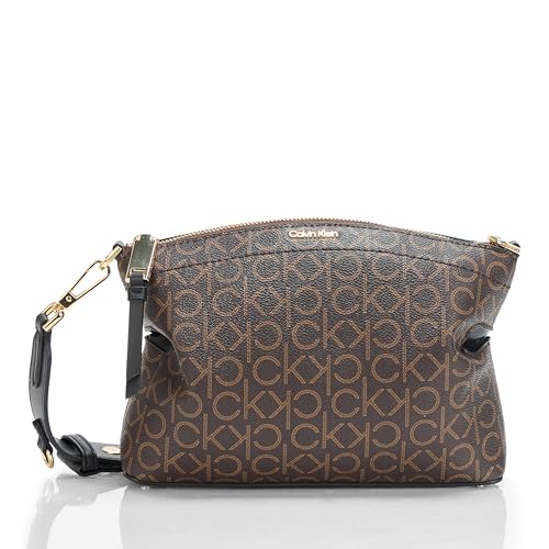 Calvin Klein womens Cypress 2 in 1 Top Zip Crossbody, Brown/Khaki/Black, One size