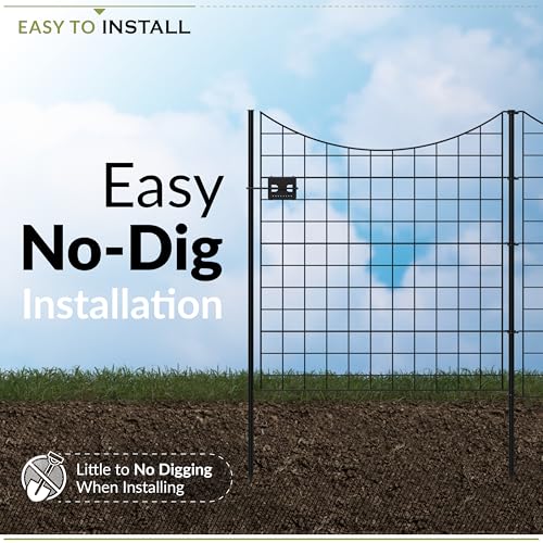 39in H (4 Fence Panels + 1 Gate) No Dig Easy Install Zippity Black Metal Fence, Decorative Fence for Garden Fencing For Dogs, Temporary Fence, Garden Fence Animal Barrier, WF29014
