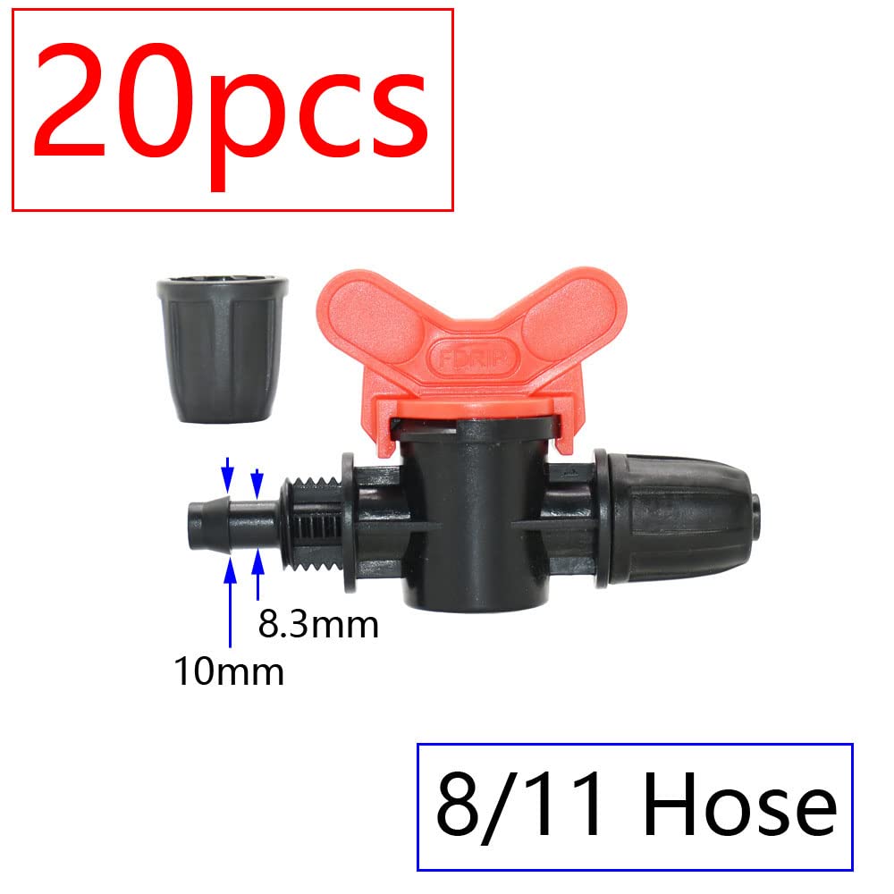 Mini válvula de riego por goteo de 20 piezas 4/7 3/8/10/12/16/20/25 mm grifo de jardín de tubería 1/2 quot; 3/4 quot; Conector de lengüeta de manguera de agua de rosca macho (Size : I)