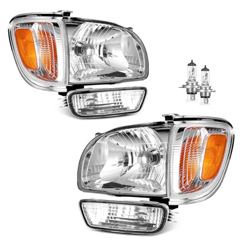 KarSpareHub for 2001 2002 2003 2004 Toyota Tacoma Headlights Assembly Replacement for 01-04 Tacoma Headlight+Corner Parking Signal Lights+Bumper Light