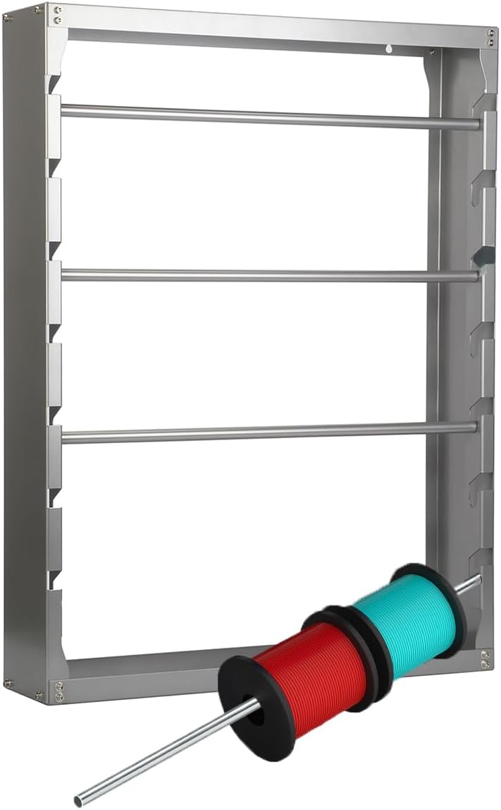 MYOYAY Wire Spool Rack 34x25x6 Inch Cold-Rolled Steel Wire/Cable Dispenser with 4 Adjustable Rods Wall Mounted Spool Storage Rack Wire Holder for Electrical Industrial Retail Use