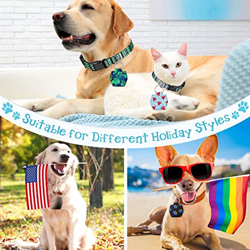 6 Pieces Dog Tag Holder Portable Pet Id Tag Soundless Dog Tag Silencer Bag Dog Tag Cover With Rings Quiet Dog Tag Bag Protector For Dogs Cats Pets (Summer Style) #TOP1