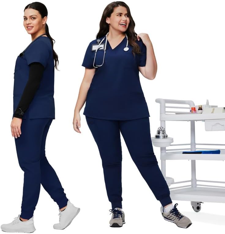 Kitmaz Medical Scrub Pants for Women - Mid Rise 4-Way Stretch Anti-Wrinkle Slim Fit Jogger Pants, Drawstring & 5 Pockets - Image 2