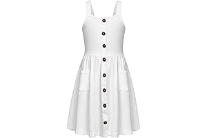 Girls' Spaghetti Strap Button Down Midi Summer Dress
