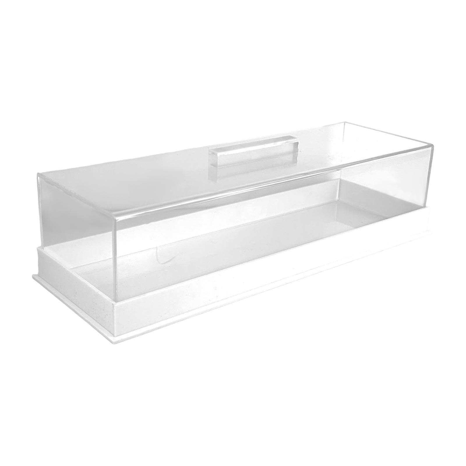 Expositor de Repostería con Tapa Acrílica Transparente Bandeja Rectangular para Servir Pasteles Y Postres Plato para Exhibición de Dulces Y Frutas SOP, Blanco, Individual