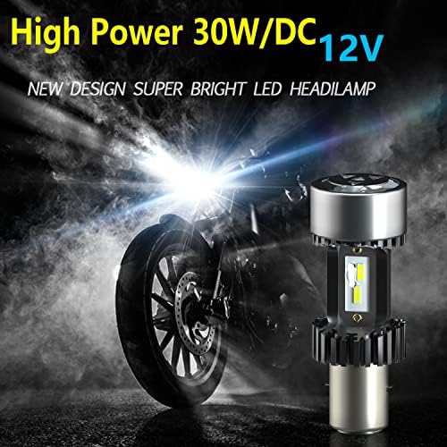 TECTICO S2 Ba20d LED Headlight Bulbs 12V 30W 3200LM +400% Super Brighter 6000K Xenon White High/Low Beam for Motorcycle Motorbike, 1 Lamp