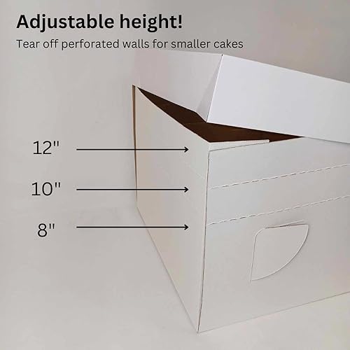 Miniatura 4 de Oasis Supply, Caja de transporte ajustable para pastelespanadería, blanca, 14 x 14 x 12 pulgadas, 2 unidades