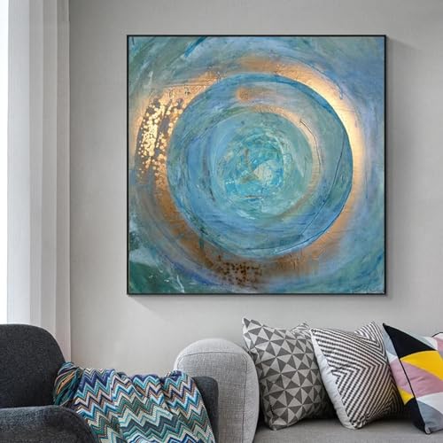 Affiche moderne scandinave bleu or HOLEILUCK, tableau d'art mural grand format pour salon