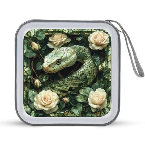 Stained Glass Snake CD Case DVD Storage Case Portable