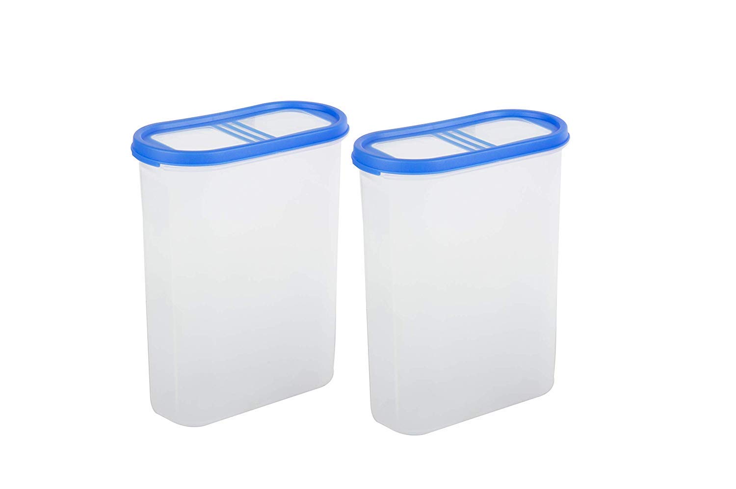 Cutting EDGE 360 Top View 3 Line Air-Tight Stackable, BPA-Free, Modular Kitchen Container, 2400ML (Peppy Blue, 10 Cup/80 oz) - Set of 2