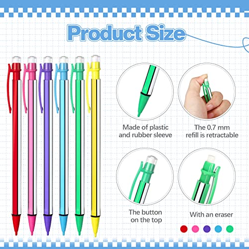 Colarr 200 Pieces Mechanical Pencils 0.7 Mm With Eraser Colored Inkless Pencils Cute Mechanical Pencils For School Student Writing Drawing Sketching #TOP1