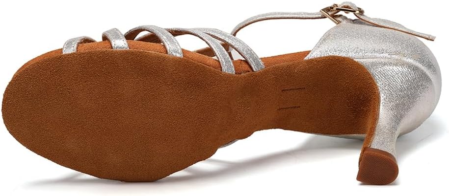 HIPPOSEUS Women's T Strap Latin Ballroom Dance Shoes Open Toe Tango Salsa Practice Dancing Shoes Suede Sole