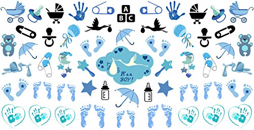 "Its A Boy!" Gender Reveal Nail Art Decals - Footprints, Strollers, Storks & More! Salon Quality! #TOP1