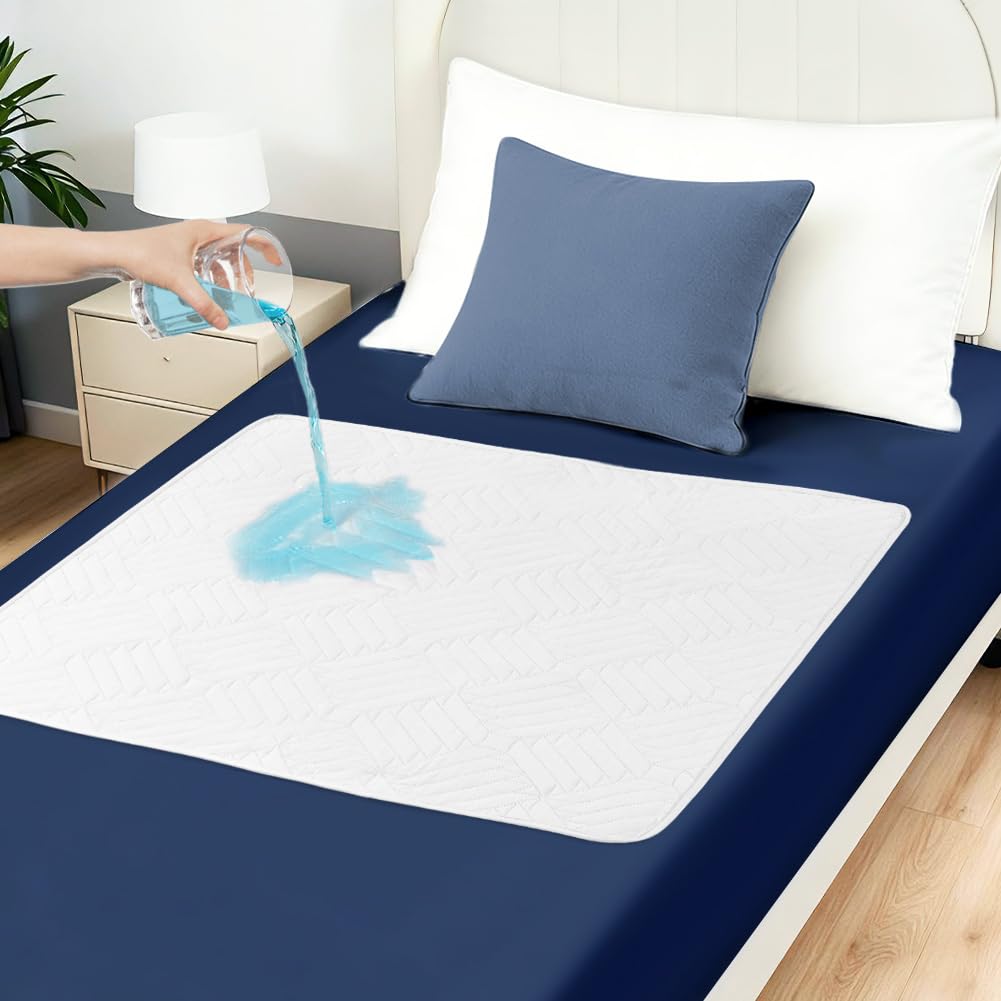DUJUIKE Coprimaterasso Impermeabile, Materassino Per Incontinenza Lavabile, Adatto Per La Cura Di Adulti/Bambini, Pannolini Per Animali Domestici, Antiscivolo (Bianco, 85×90cm)