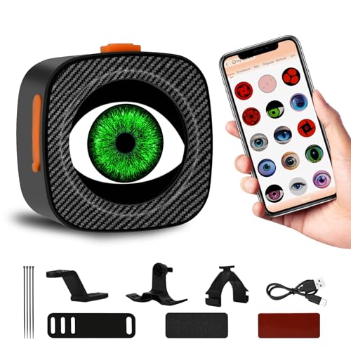 UPWINGSPIRAL Demon Eyes Bike Tail Light, Waterproof Smart LED Rear Bike Light with 82 Presets, USB-C...