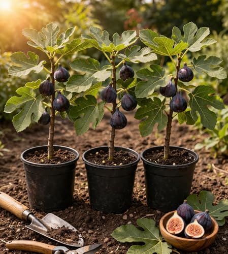 Black Mission Fig Tree Live Plants Sweet Edible Fig Fruit Plants Fast Growing Backyard Orchard Trees Live Fig Plants - Ships Bare Rot (2 Plants)