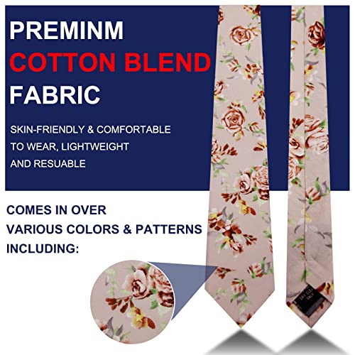 Image of Mantieqingway Floral Ties for Men Skinny Cotton Tie Flower Necktie