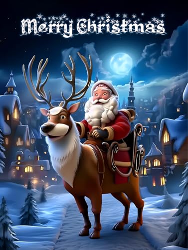 Ohhvvow Christmas Diamond Painting Kit - Santa Riding Reindeer Through