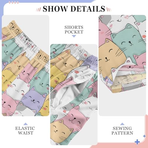 ALAZA White Blue Yellow Cat Kitten Pajama Lounge Pants Long Sleep Pajama Bottoms with Pockets4