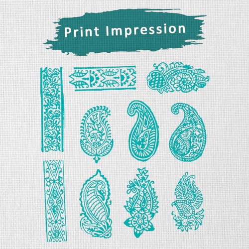 Image of Hashcart Wooden Indian Traditional Design Printing Stamps / Blocks for Printing Saree Border / Dresses / Craft Card Making / Scrapbook / Clay Pottery (Set of 10)