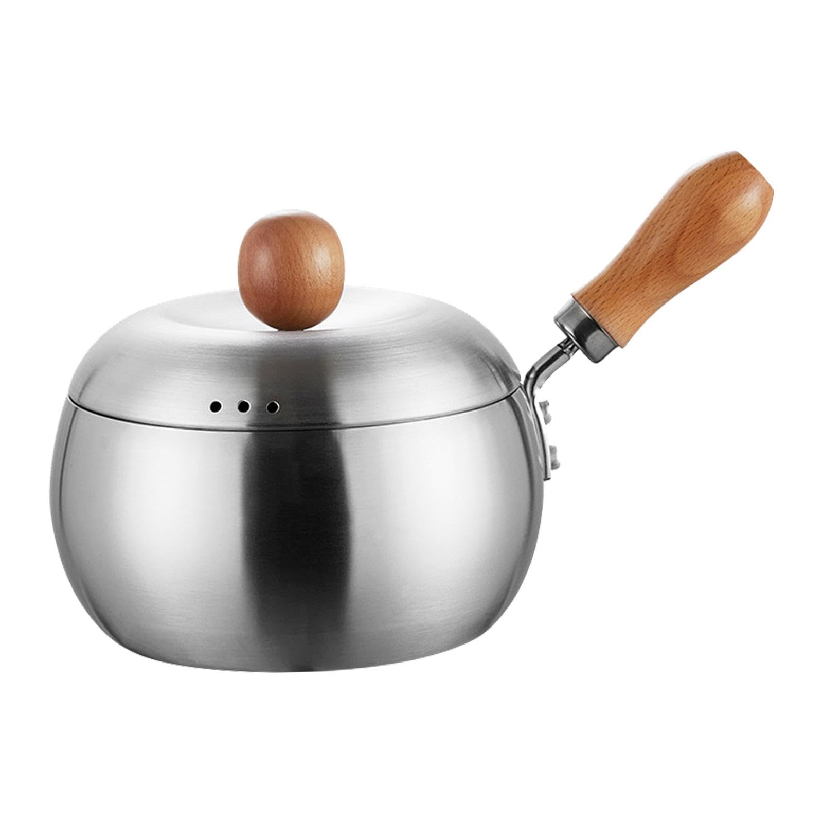 Yajuyi Saucepan Edelstahl Milchtopf mit Deckel Holgriff Kochtopf Butter Schmelztopf Tragbar Küchen Kochgeschirr für Babyernährung Studenten Kleine Familien