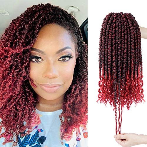 Spring Twist Hair Senegalese Twist Crochet Braids Curly End Synthetic Hair Extensions Passion Twist Crochet Hair Bomb Twist for Black Women 16 Inch 6 Pieces (16in tbug)
