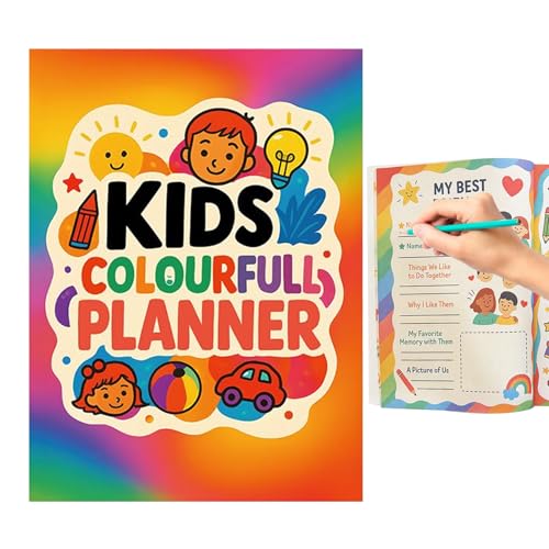Agenda escolar para niños, diario de objetivos para niños pequeños, planificador estético de colores para la escuela, horario, lección, estudio, hogar, viajes, camping, familia