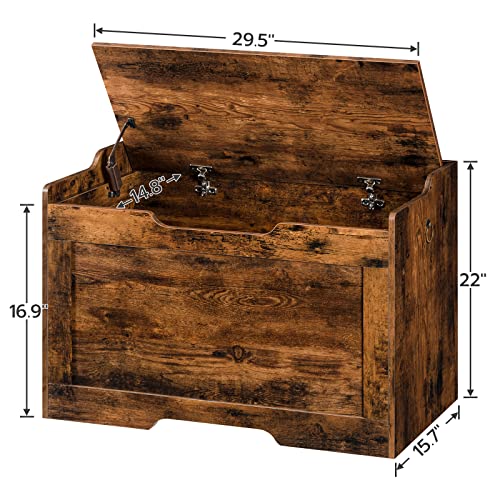 Hoobro Storage Chest, Storage Bench With Safety Hinge, Retro Storage Organizer, 29.5" L Storage Trunk, Enclosure On Top, Supports 220 Lb, Entryway Shoe Bench, Easy Assembly, Rustic Brown Bf80Cw01 #TOP4