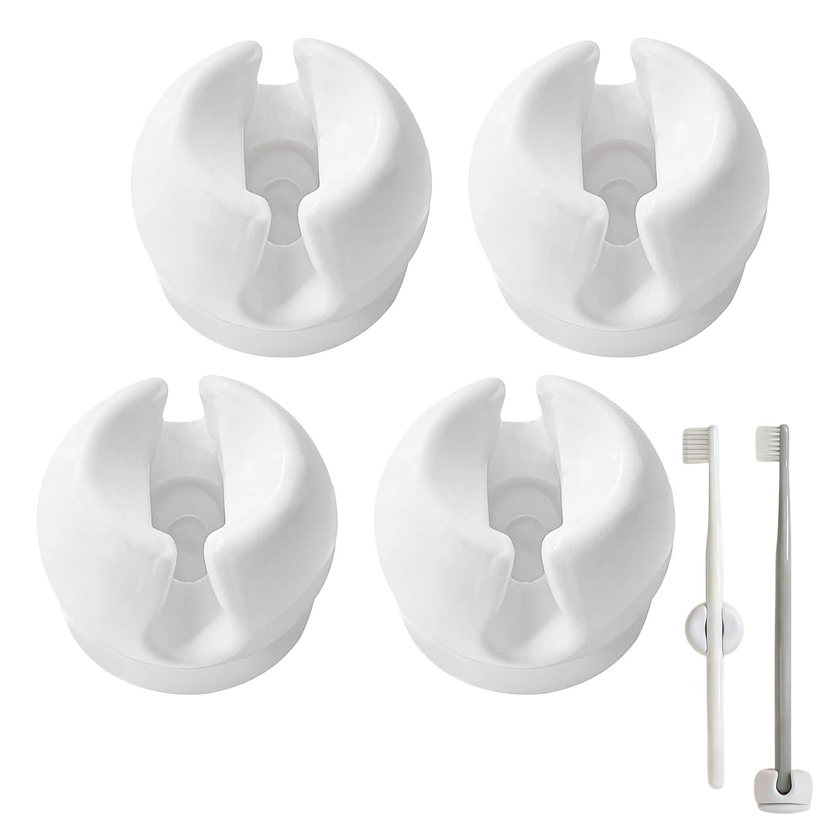 4PCS Toothbrush Holder Wall Mounted, Wall Toothbrush Holder Set with Suction Cups, Toothbrushes Holders for Bathroom, Tooth Brush Organizer for Shower, Sink, or Mirror, Easy Install and Space Saving