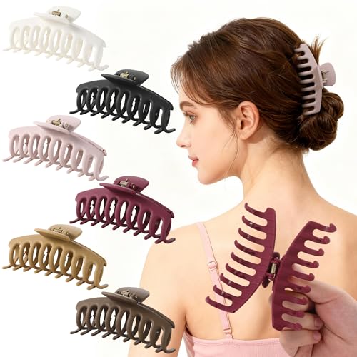 ZZUOMS 6 Pack Cloud Claw Clip for Women, 4.3" Large TPEE-Silicone Hair Claws, Bendable & Unbreakable Non-Slip Cozy Hair Clip for Thin/Thick/Curly Hair, Flexible & Durable All-Day Comfort Mutil Color 2