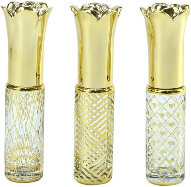 Mini butelki podróżne na perfumy, atomizer do perfum 3 sztuk/zestaw 8ML szklana butelka ze złotą oprawką kulka z kulką pusta butelka przenośna butelka perfum wielokrotnego napełniania