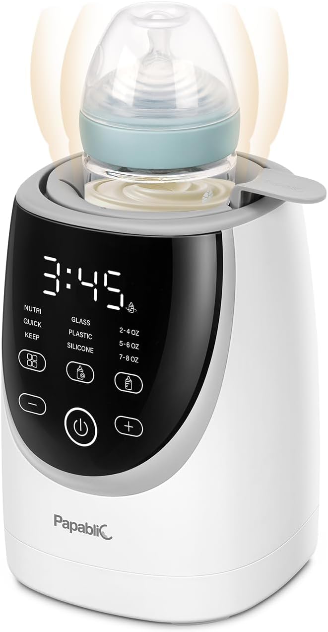 Papablic NutriWarm™ Swirlable Bottle Warmer – Advanced Nutrient-Preserving Warming Technology, Fast and Even Warming for Breastmilk & Formula, Precise Temperature Control, Easy to Use Black
