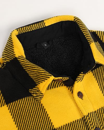 Lisskolo Men's Warm Sherpa Flannel Shirt Jacket Heavy Fleece Lined Plaid Button Up Jackets4