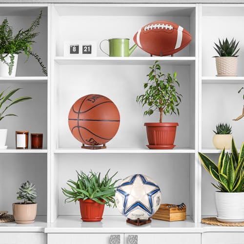 Fentar Stojak na piłkę nożną, drewniany stojak do piłki nożnej, elegancki design stojak do przechowywania piłek, wszechstronny stojak na piłki do siatkówki, rugby, koszykówki, golfa