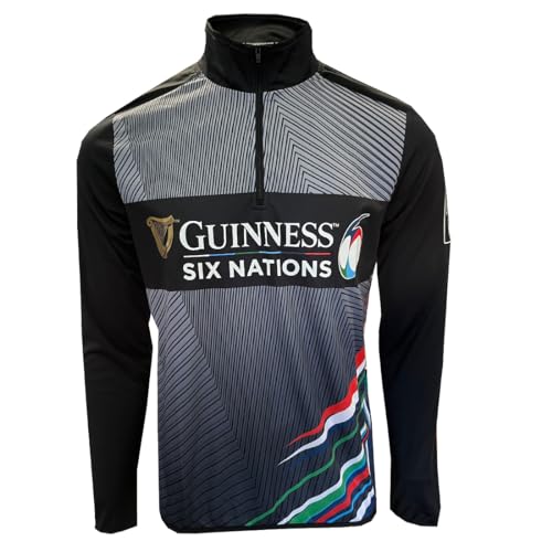 Maillot de rugby Guinness à col zippé 1/4 noir pour homme