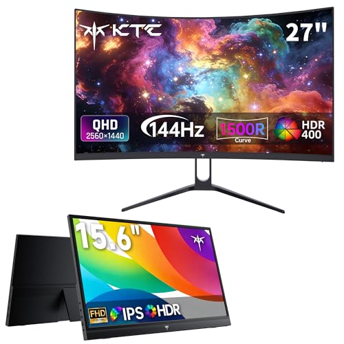 Image of KTC H27S5C 27 inch Curved Gaming Monitor QHD 144Hz & Portable Monitor 15.6 Inch