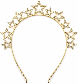 Star Halo Headband with Rhinestones   Gold Tiara for Women and Girls   Shining Star Headband Hair Hoop for Wedding, Christmas, New Year Party and Festival Accessories