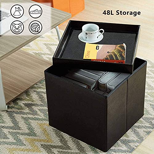 Pouf pliant en cuir PU marron et siège confortable chic