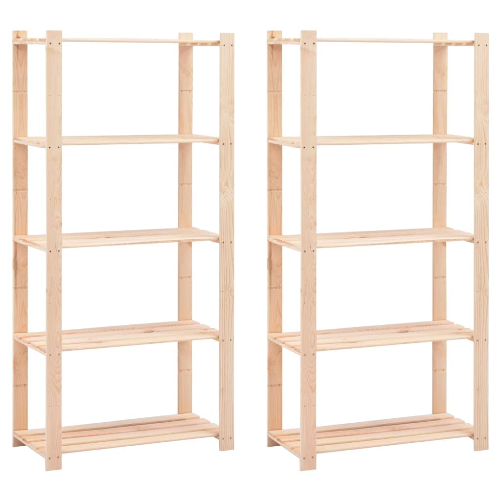 Générique Étagères de Stockage 5 Niveaux 2 pcs 80x38x170 cm Pin 250 kg,Entreprise & Industrie,Stockage Industriel,Étagères industrielles,279404