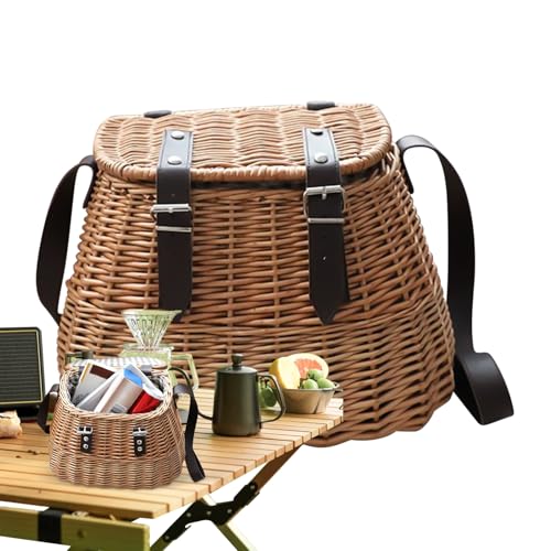 Handwebendem Picknickkorb - Vintage -Stil Wicker -Hamper, Tragbarer...