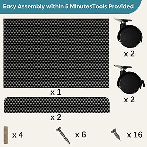 Bestier Computer Cpu Stand Cart With Protective Sides Cpu Holder With 4 Caster Wheels Under Desk (Black Carbon Fiber) #TOP6