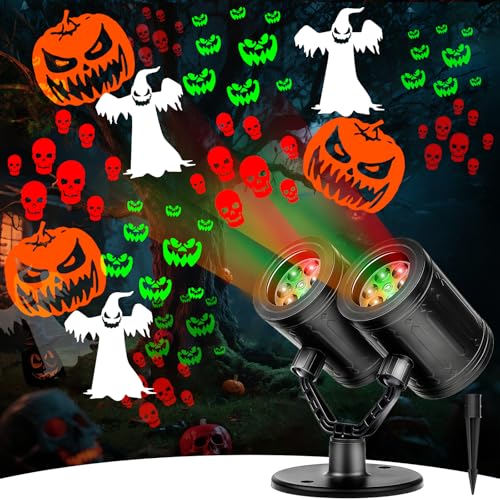 Nielfoi Upgraded Halloween Projector Lights Outdoor, Double Head Dynamic Projector