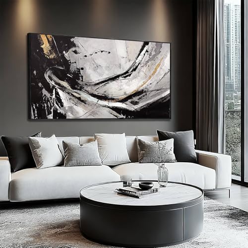 Image of Abstract Framed Wall Decor Vintage Wall Art Neutral Canvas Poster 24 inchx48 inch Large Pictures for Living Room Office Decorations