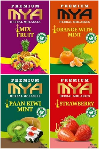 Premium MYA Herbal Hookah Molasses (100% Tobacco and Nicotine Free) Assorted Flavours Pack of 4