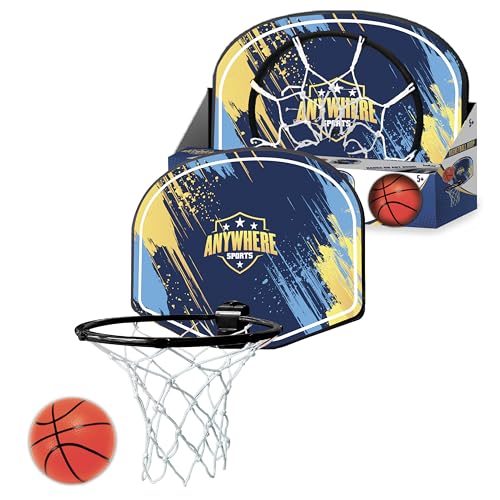 Anywhere Sports Silent Basketball & Hoop Set – Over-The-Door, Quiet Play for Kids, Easy Clip-On Mount, Includes 6-Inch Foam Basketball