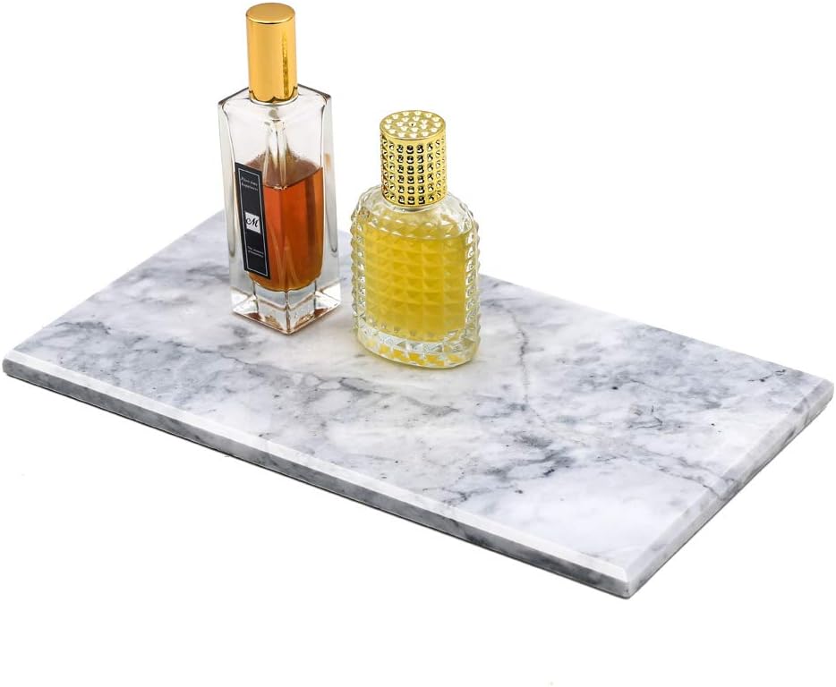 Rectangular Marble Vanity Tray for Counter, Bathroom, Dresser, Nightstand or Desk, 11-5/8" x 6-1/4"