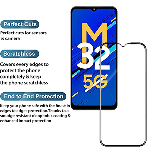 Image of ZARALA Tempered Glass Screen Protector Compatible for (Black) with Edge to Edge Coverage and Easy Installation kit (Samsung Galaxy M32 5G)